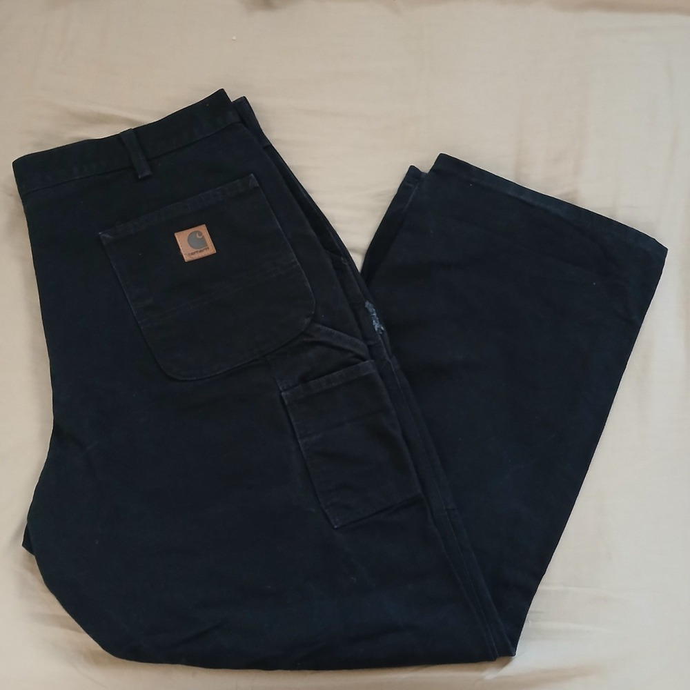 Carhartt B11BLK Original Dungaree Pants Mens 38x30 Black Canvas Work Utility